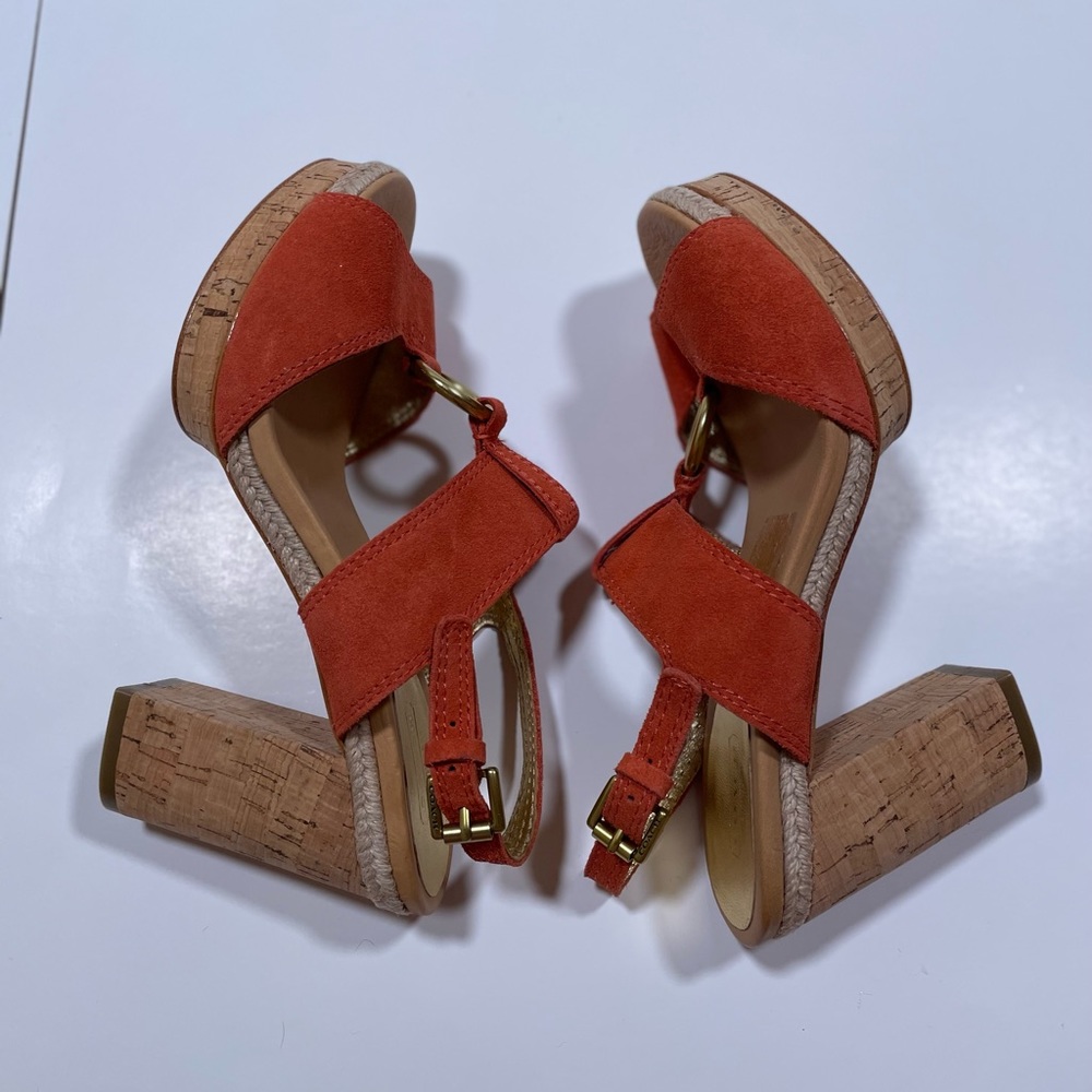 Coach Shoes 8.5 Tulip Platform Suede Leather Sandals Coach - Picture 5 of 15